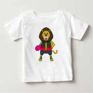 Camiseta Para Bebê Leão como Patinador com skate