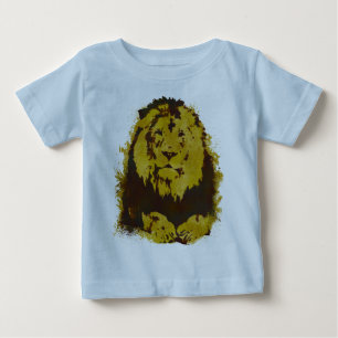 Camiseta Para Bebê Leão de Aquarela