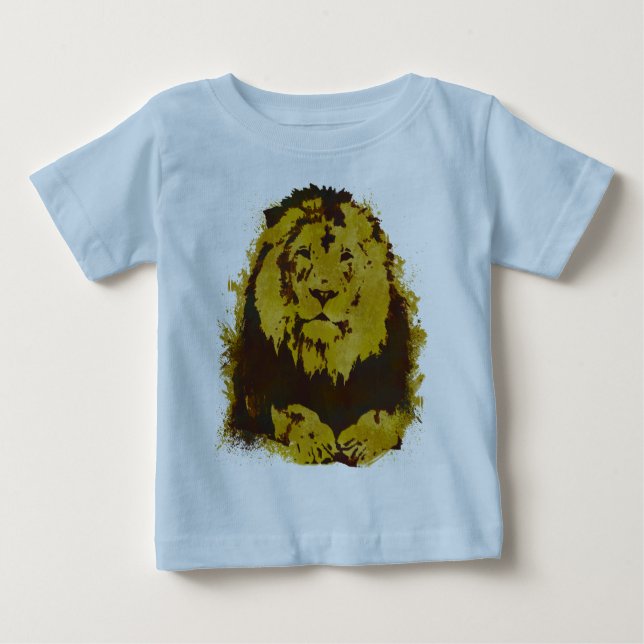 Camiseta Para Bebê Leão de Aquarela (Frente)