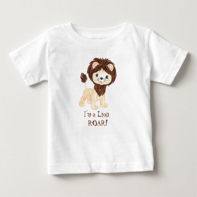 Camiseta Para Bebê Leão de Aquarela Whimsic (Frente)