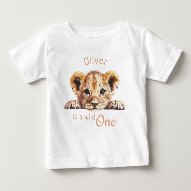 Camiseta Para Bebê Leão de Bebê Selvagem Única Personalizado (Frente)