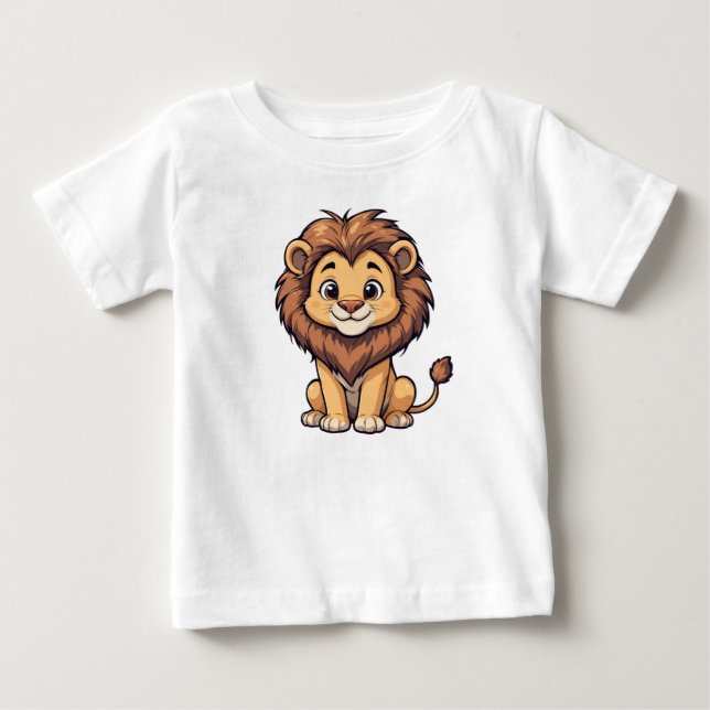 Camiseta Para Bebê Leão de Cute (Frente)