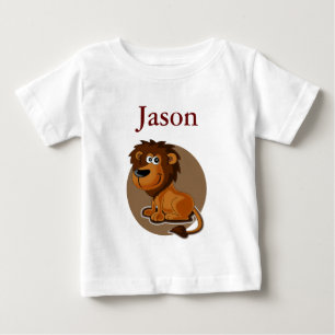 Camiseta Para Bebê Leão de desenho animado fofo com monograma