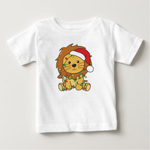 Camiseta Para Bebê Leão de Natal de Inverno Feriados
