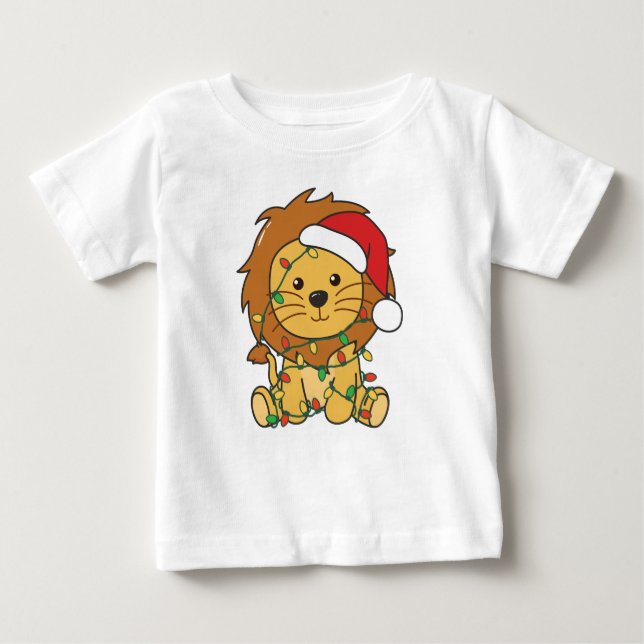 Camiseta Para Bebê Leão de Natal de Inverno Feriados (Frente)