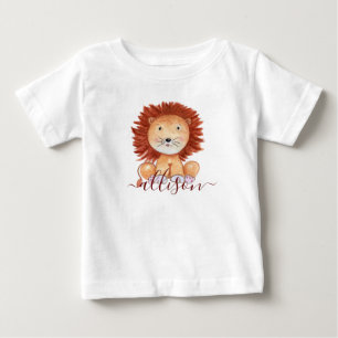 Camiseta Para Bebê Leão desenhado à mão personalizado para crianças f
