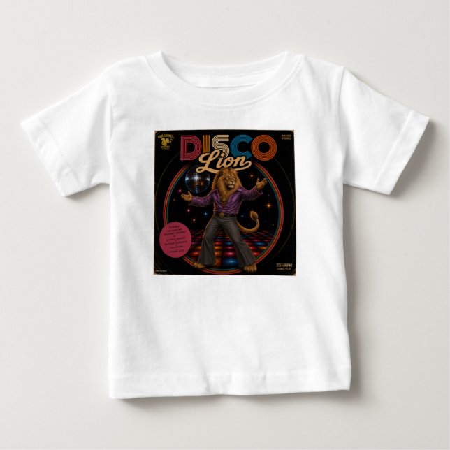 Camiseta Para Bebê Leão Disco (Frente)