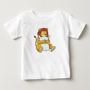 Camiseta Para Bebê Leão dormindo com Travesseiro