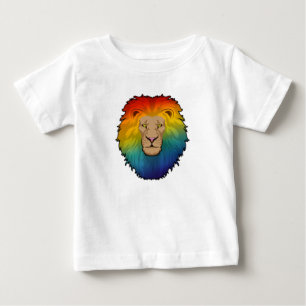 Camiseta Para Bebê Leão em cores arco-íris