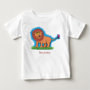 Camiseta Para Bebê Leão feliz com ilustração de desenho animado de