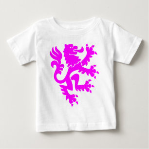 Camiseta Para Bebê Leão Heráldico 01 - Magenta