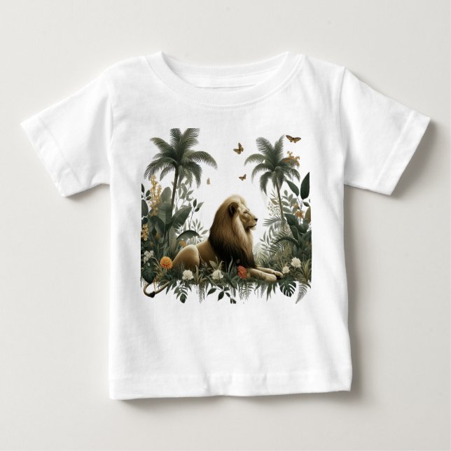 Camiseta Para Bebê Leão Majestoso A Design King T-Shirt (Frente)