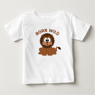 Camiseta Para Bebê Leão Nascido Selvagem