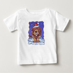 Camiseta Para Bebê Leão Natal