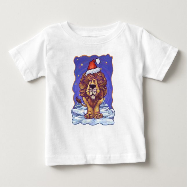 Camiseta Para Bebê Leão Natal (Frente)