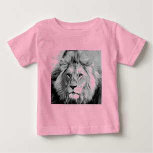 Camiseta Para Bebê Leão Preto Branco