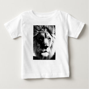 Camiseta Para Bebê Leão preto e branco