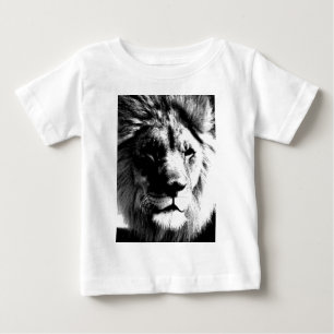 Camiseta Para Bebê Leão Preto e Branco