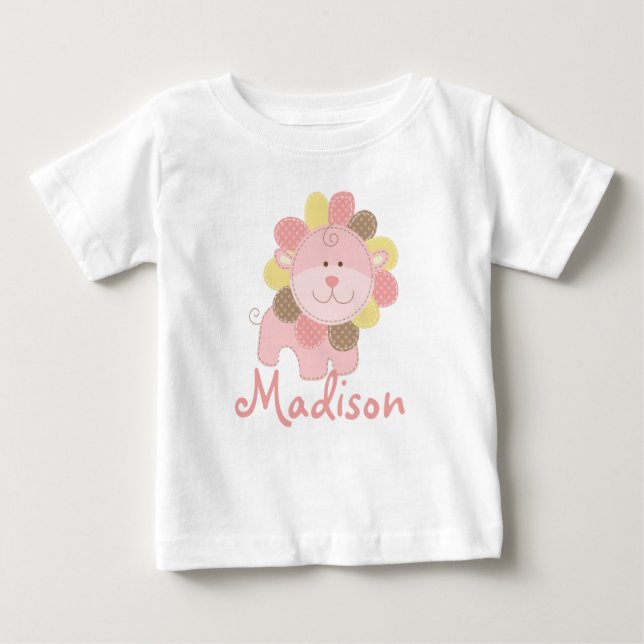 Camiseta Para Bebê Leão Rosa Fofo Safari Selva Personalizado Aniversá (Frente)
