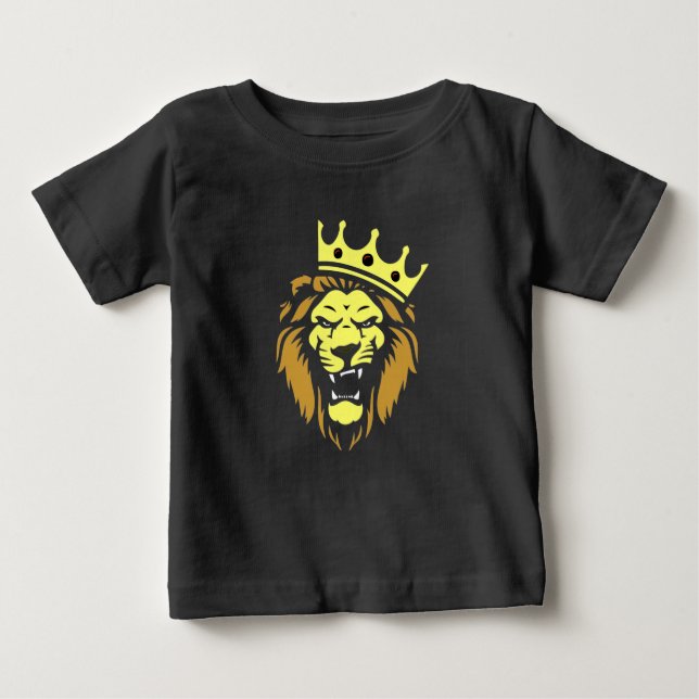 Camiseta Para Bebê Leão ruivo com coroa (Frente)