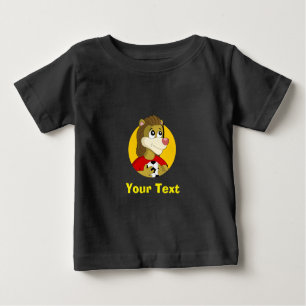 Camiseta Para Bebê Leão segurando um desenho animado de bola de futeb