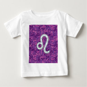 Camiseta Para Bebê Leão - Sinal na Camuflagem Digital Fúchsia Rosa