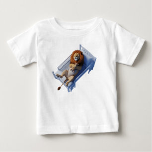 Camiseta Para Bebê Leãozinho 3D Fofo Dormindo na Cama com Urso de Pel