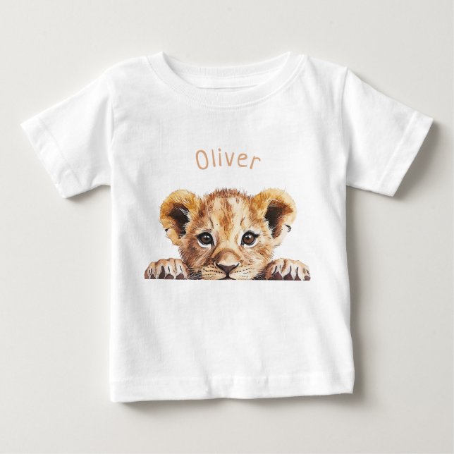 Camiseta Para Bebê Leãozinho Bebê Personalizado  (Frente)