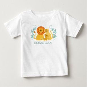 Camiseta Para Bebê Leãozinho de Safari Fofo Menino
