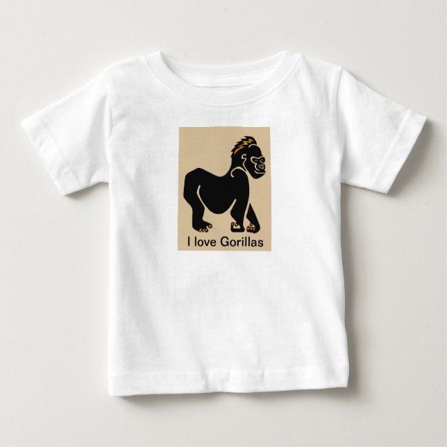 Camiseta Para Bebê Legal Adoro GORILLAS - Imagem animal - (Frente)