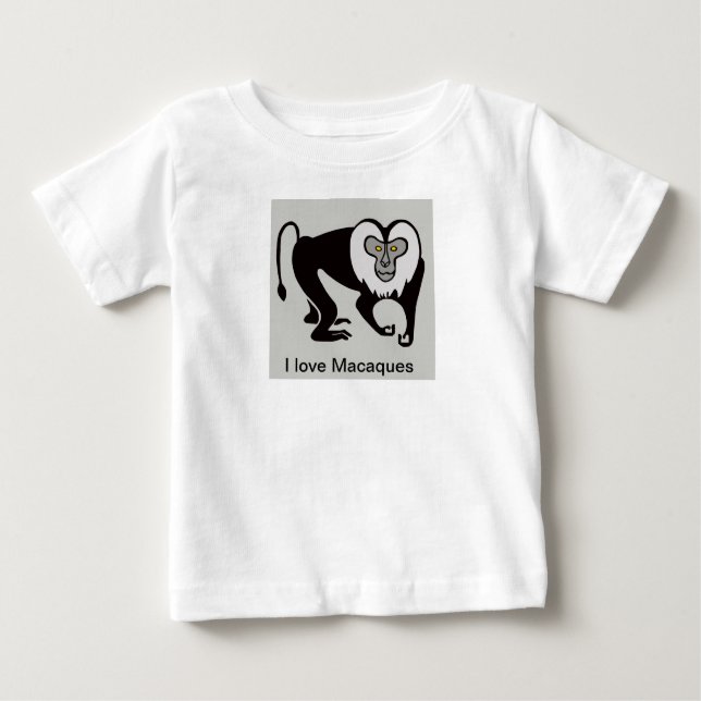 Camiseta Para Bebê Legal Adoro MACAQUES - Imagem animal ameaçada (Frente)