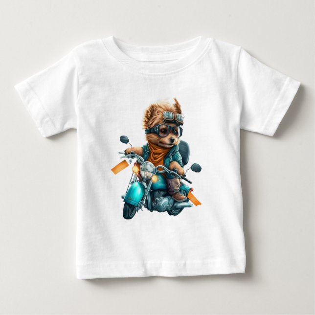Camiseta Para Bebê Legal motoqueiro, fofo motorista de cão terrivel Y (Frente)