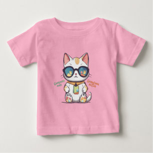 Camiseta Para Bebê Legal Verão Gato Vestindo Óculos de sol