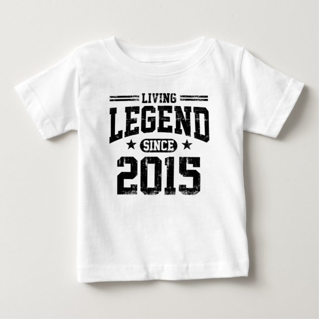 Camiseta Para Bebê Legenda viva desde 2015 (Frente)