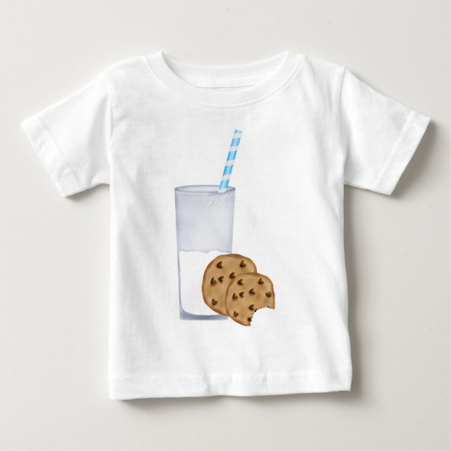 Camiseta Para Bebê leite e biscoitos (Frente)