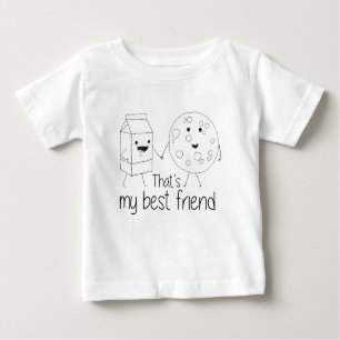 Camiseta Para Bebê Leite e Cookies Melhores Amigos BFF Amizade Arte