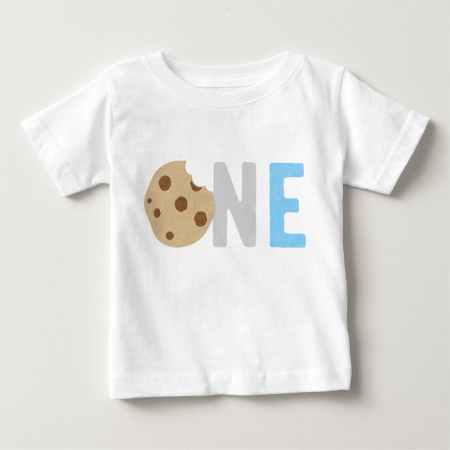 Camiseta Para Bebê Leite e Cookies Primeiro Aniversário (Frente)