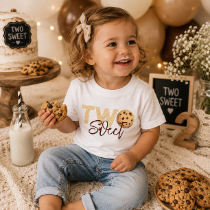 Camiseta Para Bebê Leite e cookies Tema segundo aniversário Dois Doce