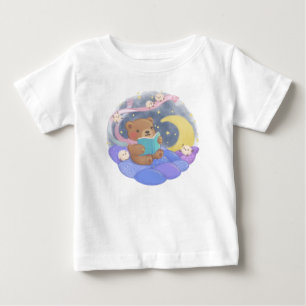 Camiseta Para Bebê Leitura de Urso de Teddy com Ilustração de Monstro