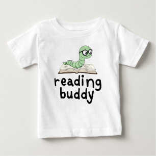 Camiseta Para Bebê Leitura do Bookworm Bonito Amigo com Livro