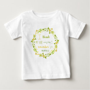 Camiseta Para Bebê Lembras-te da Bíblia Verse Philippians 1 3