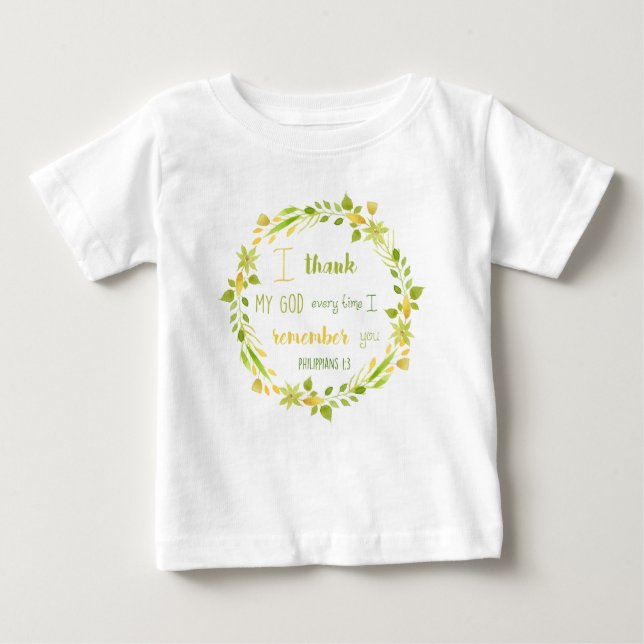 Camiseta Para Bebê Lembras-te da Bíblia Verse Philippians 1 3 (Frente)