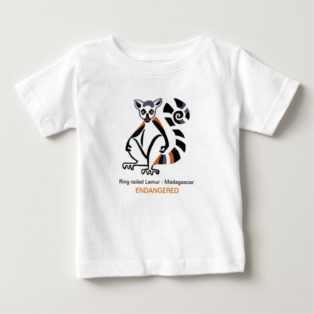 Camiseta Para Bebê LEMUR de cauda anelada — Imagens animais ameaçadas (Frente)