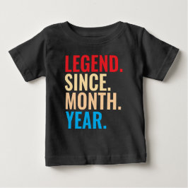 Camiseta Para Bebê Lenda desde o aniversário personalizado do mês T-S