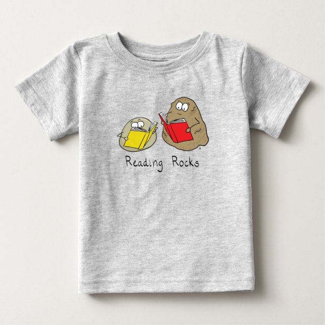 Camiseta Para Bebê Lendo Rochas Engraçadas Livro (Frente)