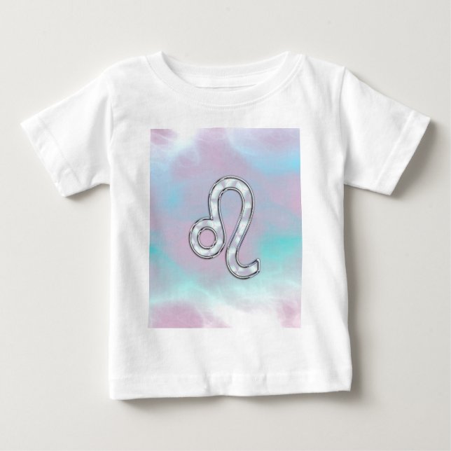 Camiseta Para Bebê Leo Zodiac Símbolo de Pastels Nacre Style Impressã (Frente)