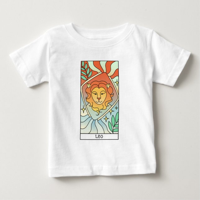 Camiseta Para Bebê Leo Zodiac Sinal Abstrato Art Vintage (Frente)
