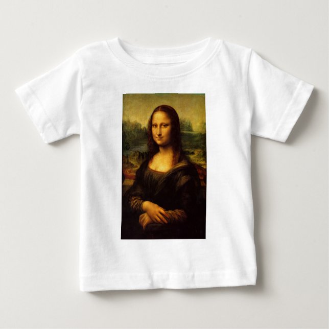 Camiseta Para Bebê Leonardo Da Vinci Mona Lisa (Frente)