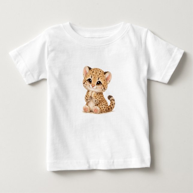 Camiseta Para Bebê Leopard Baby T-Shirt – Cute Spotted & Striped Babi (Frente)