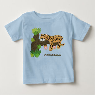 Camiseta Para Bebê Leopardo bonito dormindo em desenho animado de ár
